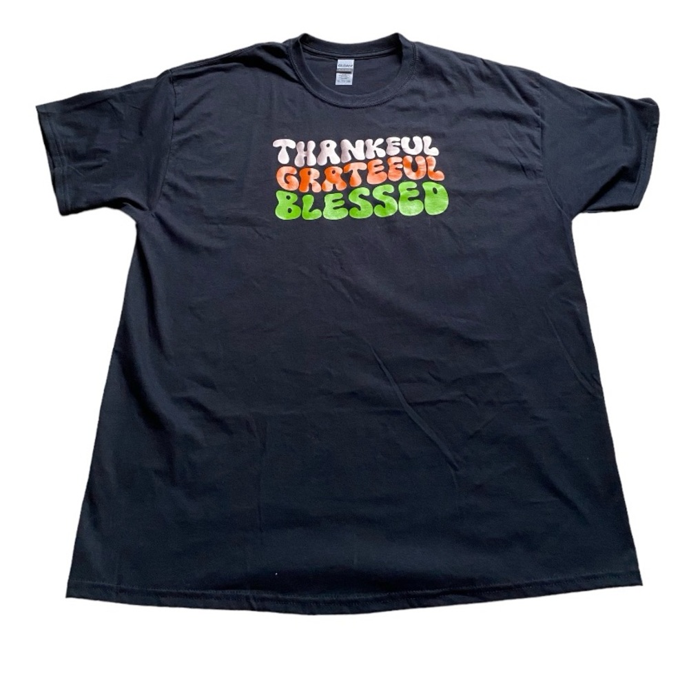 Retro Thankful Grateful Blessed Women’s Black Graphic T-shirt